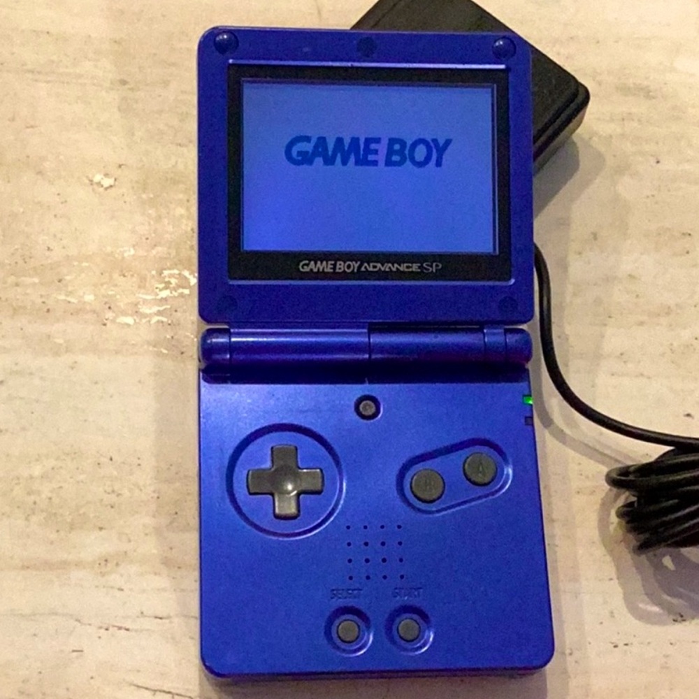 Gameboy Advance SP Console  ASG-001 Nintendo GBA Game Boy Cobalt Blue Charger